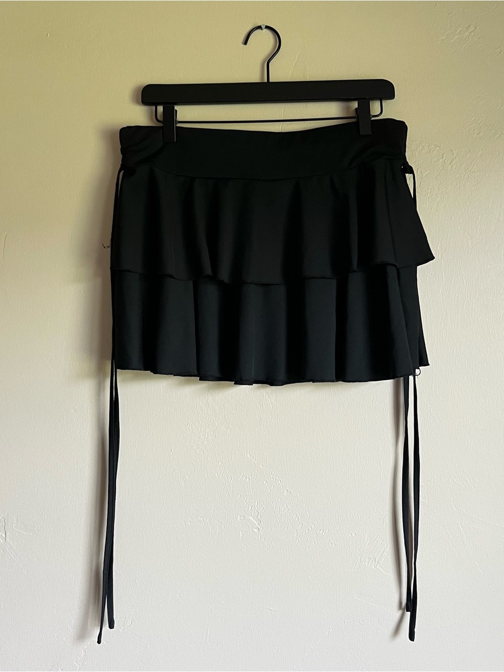 Black Tiered Mini Skirt with Side Ties